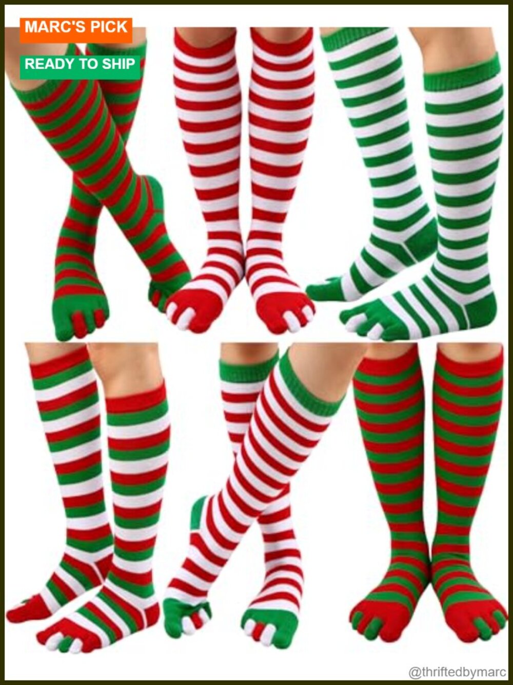 Rainbow Knee High Toe Socks Cotton Blend 5 Toe Design